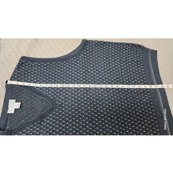 Murano VTG 90s Wool Blend Diamond Pattern V neck Sleeveless Sweater Vest Mens XL - Picture 6 of 8